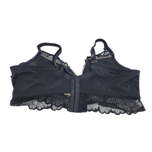 Cacique Black Lace Lightly Lined Underwire Plunge Bra Size 42C - Picture 4 of 4